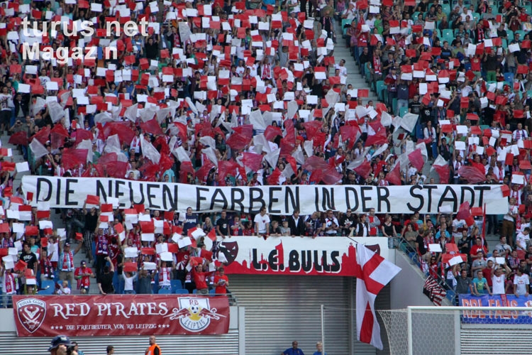 Spruchband im Fanblock von RB Leipzig