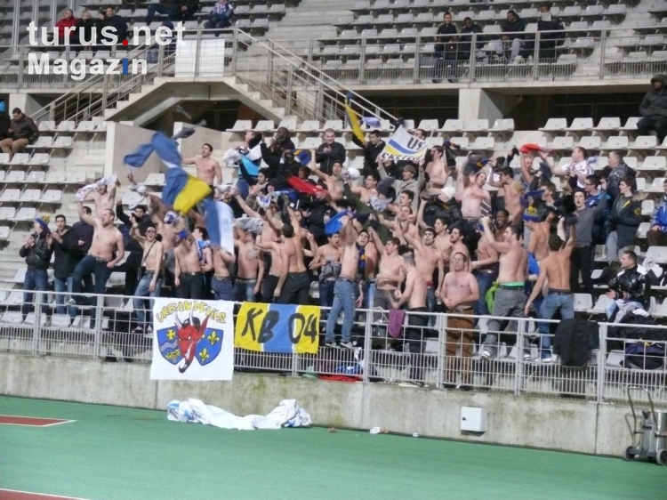 Fans des US Créteil beim Paris FC 12-01-2013