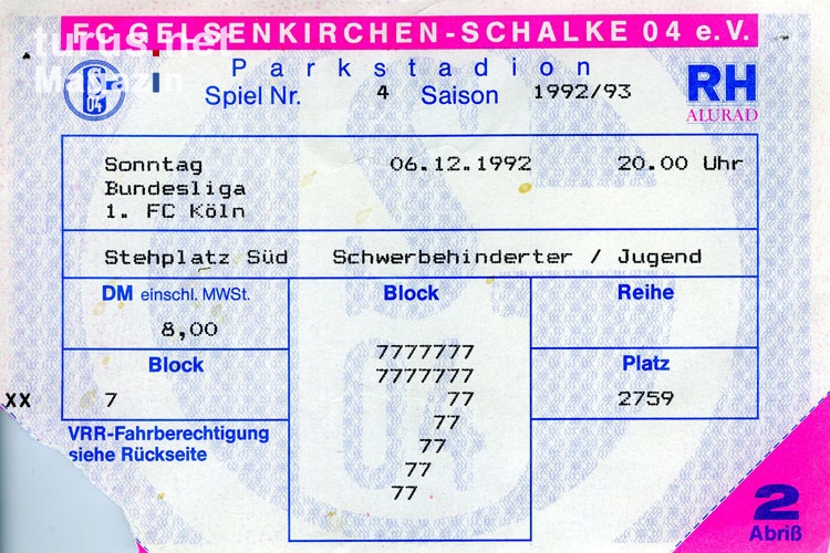 FC Schalke 04 vs. 1. FC Köln 06.12.1992