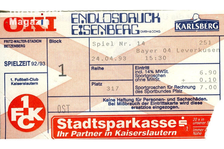 1. FC Kaiserslautern vs. TSV Bayer 04 Leverkusen 24.04.1993