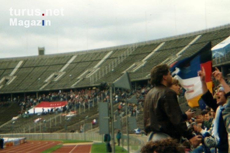 Union-Fans beim Spiel Hertha BSC - Tebe (als Protest), 1993/94