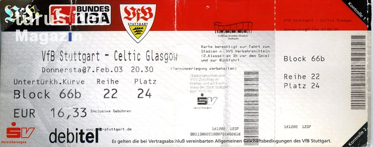 VfB Stuttgart vs. Celtic FC, 07. Februar 2003