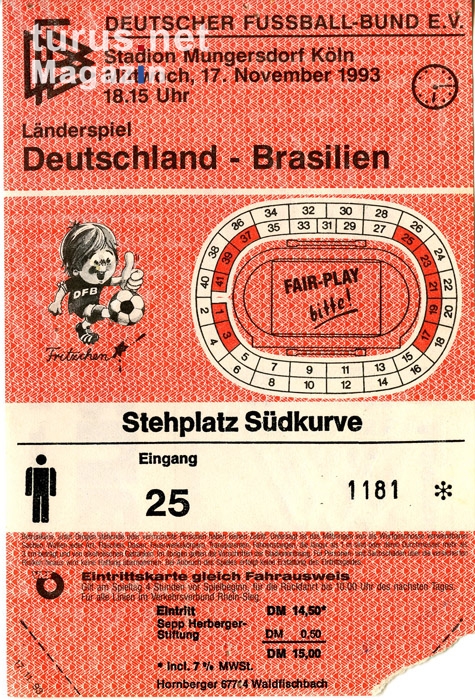 Länderspiel Deutschland vs. Brasilien, 17.11.1993