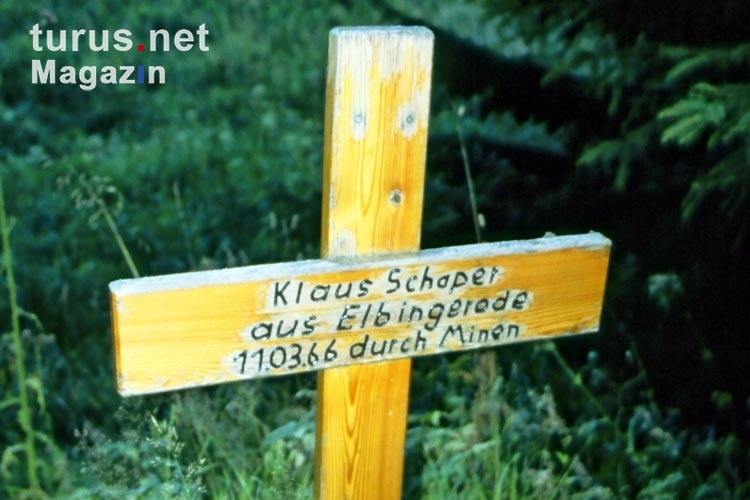 Gedenkkreuz für Klaus Schaper, der am 11. März 1966 durch Minen an der innerdeutschen Grenze starb