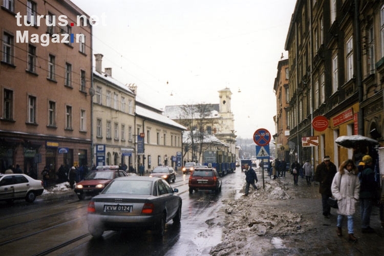Knackiger eiskalter Winter in der polnischen Stadt Krakau / Krakow, Januar 2000