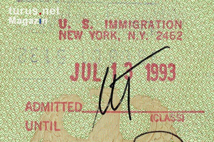 US Immigration New York, Einreisestempel der Vereinigten Staaten