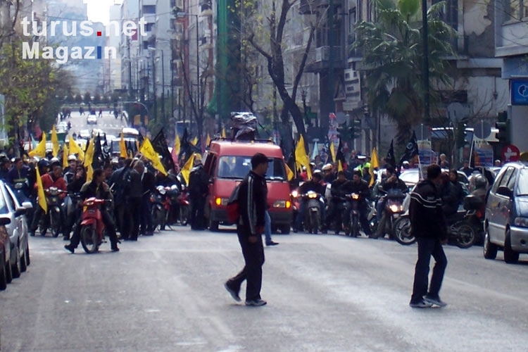 Demonstration in Athen, Protest vom Motorrad aus, Finanzkrise in Griechenland