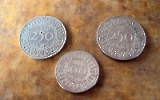 Cent-Münzen aus Suriname, ehemalige niederländische Kolonie in Südamerika