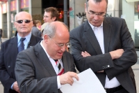 Berlins Wirtschaftssenator Harald Wolf und Fraktionsvorsitzender der Linken Gregor Gysi