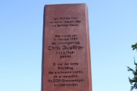 Denkmal für das Maueropfer Chris Gueffroy, der am 05.02.1989 erschossen wurde