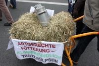 Mit Schubkarren auf der Demo in Berlin: Wir haben es satt! Bauernhöfe statt Agrarindustrie.