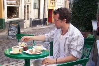 Kaffee trinken im flämischen Stadtviertel von Brüssel