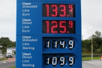 Tankstelle an der Grenze: Benzin- und Dieselpreise in Euro und in Pfund Sterling