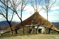 historische Hütte mit Strohdach in O Cebreiro (Galizien)