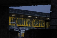 Rückseite des Bruno-Plache-Stadions in Leipzig Probstheida