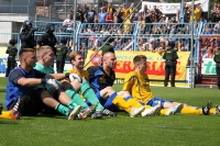 Der 1. FC Lok Leipzig feiert den Aufstieg in die Regionalliga