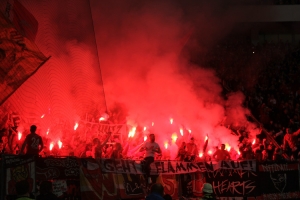 Pyroaktion Union Berlin Fans in Leverkusen