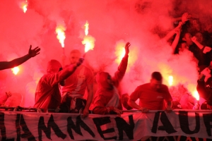 Pyroaktion Union Berlin Fans in Leverkusen