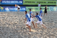 das Team von Andorra feiert einen Treffer, Euro Beach Soccer League 2011, Berlin