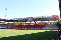 Leerer Gästebereich im Stadion An der Alten Försterei beim Spiel Union II gegen BFC Dynamo