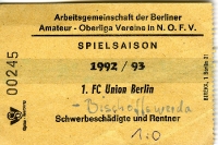 1. FC Union Berlin vs. Bischofswerda, Aufstiegsspiel 1992/93