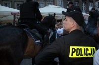 Reiterstaffel der polnischen Polizei in Poznan im Einsatz
