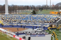 Choreographie der Ultras / Fans des FC Carl Zeiss Jena beim Derby gegen Rot-Weiß Erfurt
