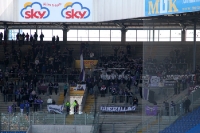 Fans / Ultras des FC Erzgebirge Aue in der DKB-Arena des FC Hansa Rostock