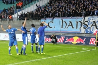 FC Hansa Rostock feiert den Sieg bei den Bullen