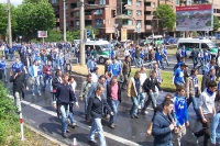 Marsch der Fans / Ultras des FC Schalke 04 zum Stadion von Borussia Dortmund, Saison 2007/08