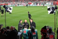 Union-Trainer Uwe Neuhaus und St. Pauli-Trainer Andre Schubert beim Sky-Interview vor dem Spiel