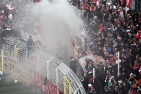Rauch im Zwickauer Block beim FC Carl Zeiss Jena