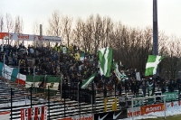 Gästeblock mit Fans des FC Sachsen Leipzig bei Union Berlin