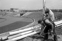 Bau des Friedrich-Ludwig-Jahn-Sportparks, Ostberlin 1951