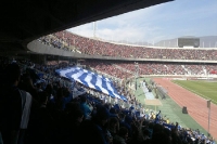 Blockfahne der Fans des FC Esteghlal Teheran beim Derby