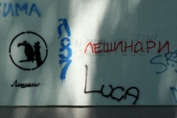 Graffiti in Banja Luka: Lesi Nari 87 des FK Borac