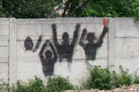 Graffiti am Gradski Stadion des FK Borac Banja Luka