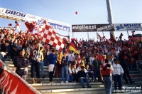 Anhänger von Bayer 04 Leverkusen im Stadio Ennio Tardini des AC Parma, Frühjahr 1995