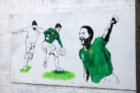 Fußball-Graffiti in Nordirland am Shamrock Park des Portadown FC