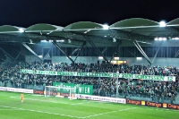 Ultras des SK Rapid Wien zeigen Spruchbänder