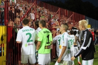 Mannschaft von Lechia Gdansk feiert den 2:0-Sieg in Szczecin