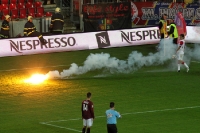 Pyrotechnik im Block von Sparta beim Prager Derby