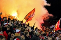 Pyrotechnik beim Spiel Slavia Prag gegen Banik Ostrava
