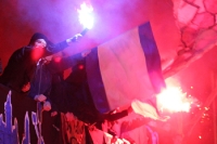 Bengalos und Rauch bei Babelsberg 03 gegen Partizan Minsk