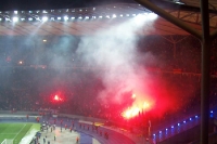 Pyrotechnik beim Spiel Hertha BSC - Galatasaray Istanbul