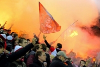 Pyrotechnik beim Spiel Slavia Praha gegen Banik Ostrava