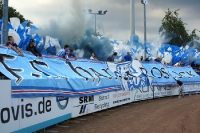 Rauch im Block des FC Hansa Rostock in Münster