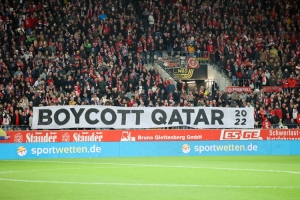 Boycott Qatar 2022 Banner Rot-Weiss Essen vs. SV Meppen 09.11.2022