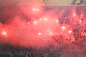 Pyro RWE Fans in Dortmund Borussia Dortmund U23 vs. Rot-Weiss Essen 13.10.2023