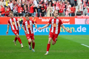 Lucas Brumme Torjubel Rot-Weiss Essen vs. MSV Duisburg  07.04.2024